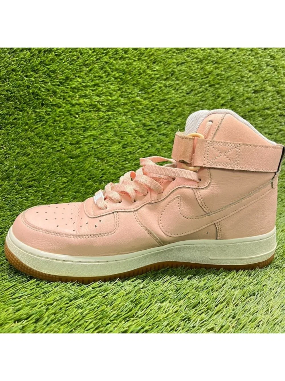 Nike Air Force 1 High Mens Size 9.5 Pink White Athletic Leather Shoes Sneakers